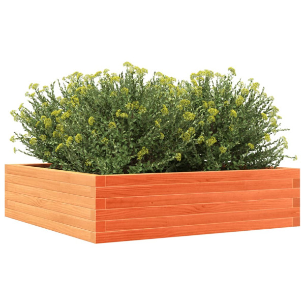 Jardinera de madera maciza pino marrón cera 90x90x23 cm M 4