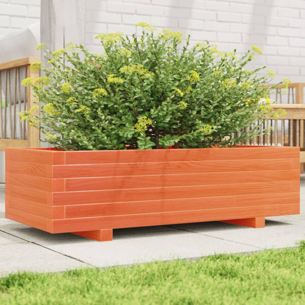 Jardinera de madera maciza de pino marrón cera 90x40x26.5 cm D