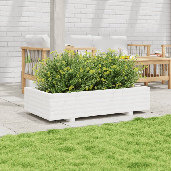 Jardinera de madera maciza de pino blanco 110x60x26.5 cm M 3