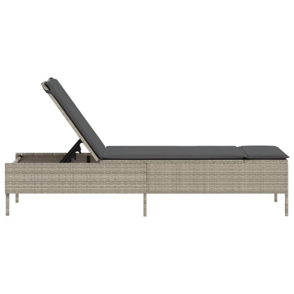 Tumbona con cojín ratán sintético gris claro M 5