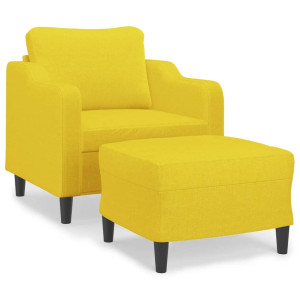 Sillón con taburete tela amarillo claro 60 cm H