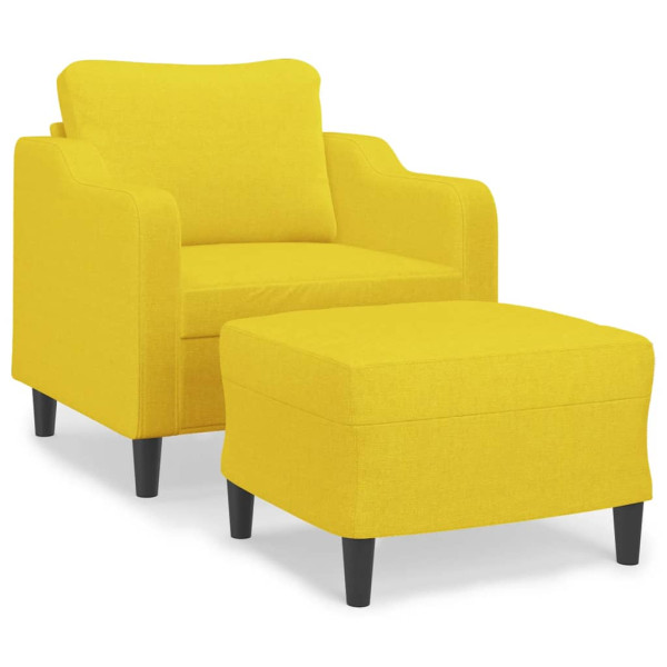 Sillón con taburete tela amarillo claro 60 cm M 2