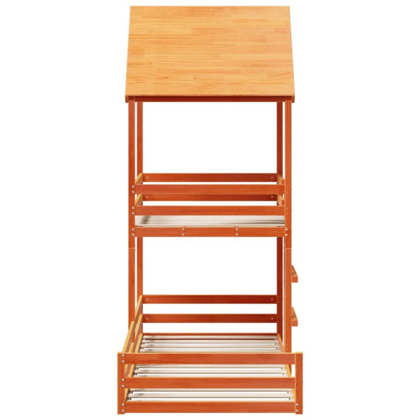 Cama con techo madera maciza pino marrón 80x200 cm M 5