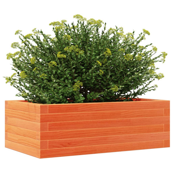 Jardinera de madera maciza pino marrón cera 70x40x23 cm M 4