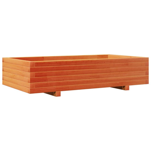 Jardinera de madera maciza de pino marrón cera 110x60x26.5 cm M 2