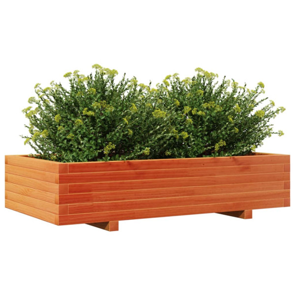 Jardinera de madera maciza de pino marrón cera 110x60x26.5 cm M 4