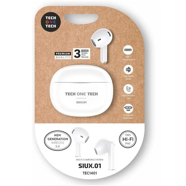 Auriculares bluetooth tech one tech siux.10 tec1410/ con estuche de carga/ autonomía 5h/ blancos M 2