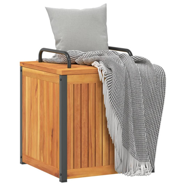 Baúl de cojines jardín madera maciza acacia acero 45x45x45/53cm M 4
