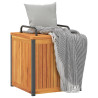 Baúl de cojines jardín madera maciza acacia acero 45x45x45/53cm 4