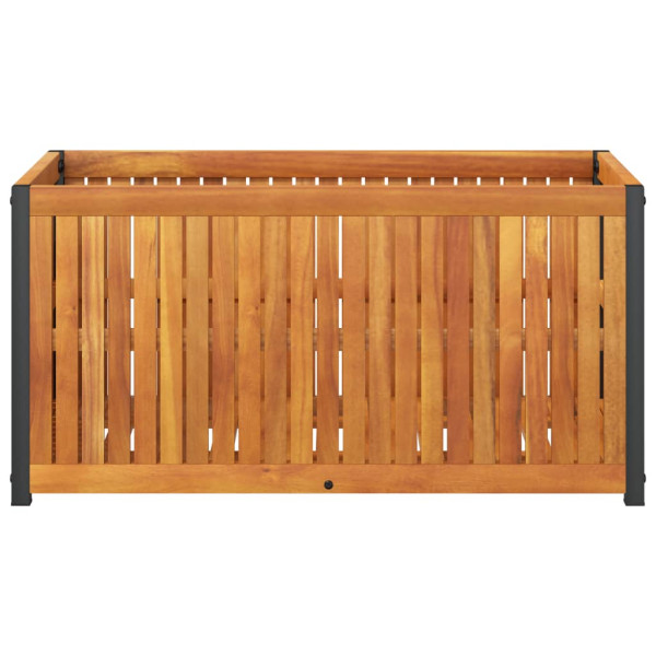Jardinera de madera maciza de acacia y acero 85x45x44 cm M 4