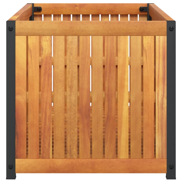 Jardinera de madera maciza de acacia y acero 85x45x44 cm M 5