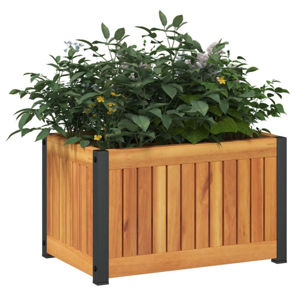 Jardinera de madera maciza de acacia y acero 45x30x27.5 cm M 3
