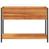 Jardinera con estante madera maciza acacia y acero 110x45x80 cm 4