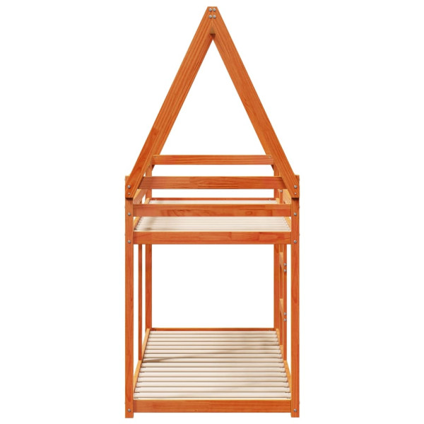 Cama litera con techo madera maciza pino marrón 90x200 cm M 5