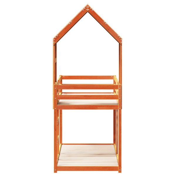 Cama litera con techo madera maciza pino marrón 80x200 cm M 5