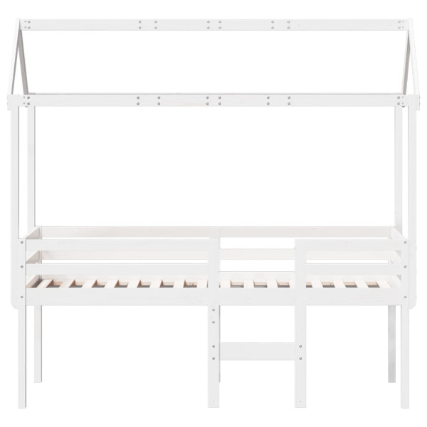 Cama alta com telhado 80x200 cm pinho maciço branco M 4