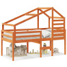 Cama alta com telhado 90x190 cm pinho maciço castanho-mel 2