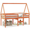 Cama alta com telhado 75x190 cm pinho maciço castanho-mel 1
