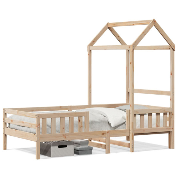 Estructura de cama con techo madera maciza de pino 80x200 cm D