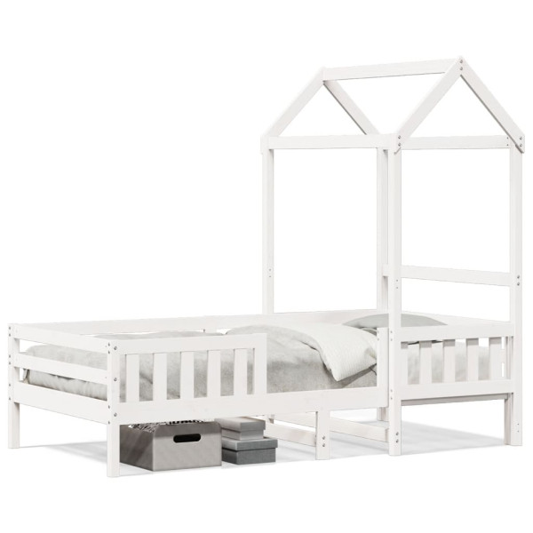Estructura de cama con techo madera pino blanca 75x190 cm D