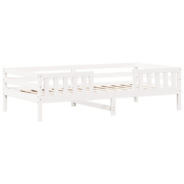 Estrutura de cama com telhado 75x190 cm pinho maciço branco M 4