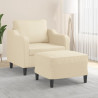 Poltrona com apoio de pés 60 cm tecido cor creme 1