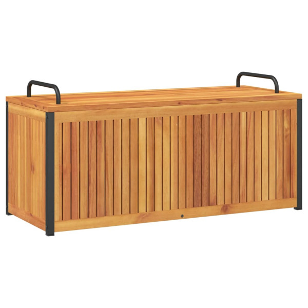 Baúl de cojines de jardín acacia maciza y acero 110x45x42/53 cm M 2