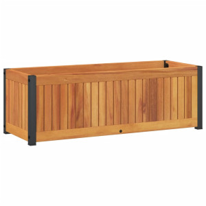 Jardinera de madera maciza de acacia y acero 80x30x27.5 cm H