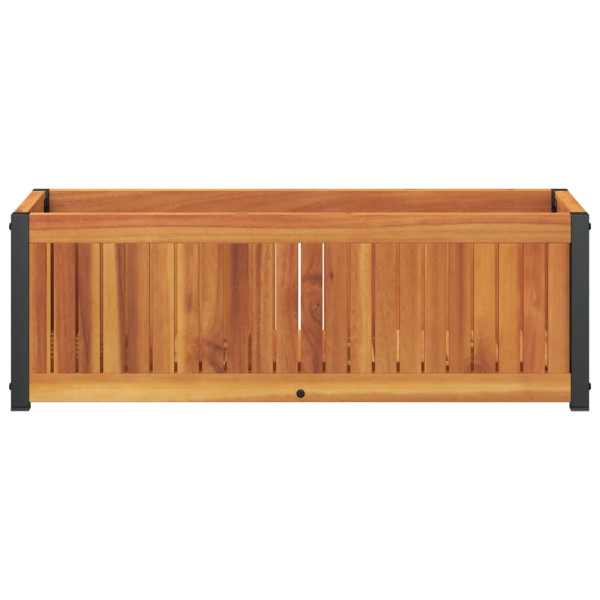 Jardinera de madera maciza de acacia y acero 80x30x27.5 cm M 4