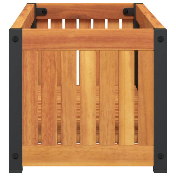 Vaso/floreira de jardim 80x30x27.5 cm acácia maciça e aço M 5