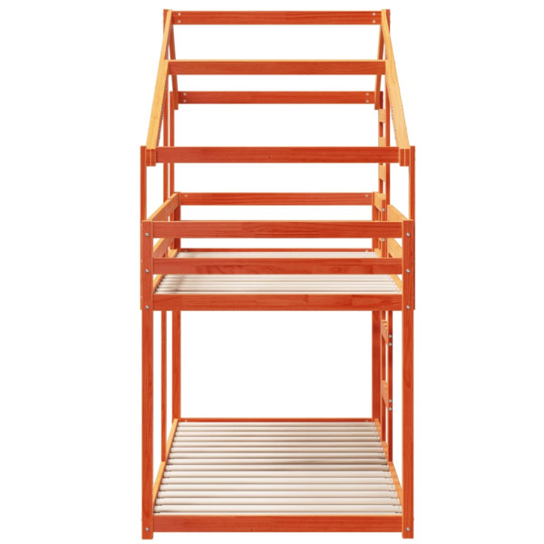 Cama con techo madera maciza pino marrón 90x190 cm M 5