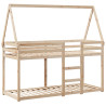 Cama litera con techo madera maciza de pino 80x200 cm 2