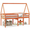 Cama alta com telhado 80x200 cm pinho maciço castanho-mel 2