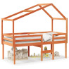 Cama alta con techo madera maciza de pino marrón cera 80x200 cm 1