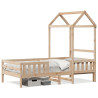 Estructura cama con techo madera maciza de pino 90x190 cm 1