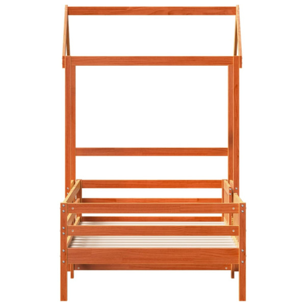 Estructura cama con techo madera maciza pino marrón 90x190 cm M 5