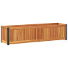 Jardinera de madera maciza de acacia y acero 110x30x27.5 cm 2