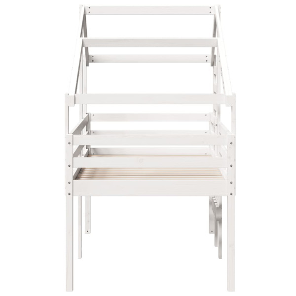 Cama alta com telhado 90x200 cm pinho maciço branco M 5