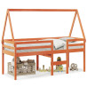 Cama alta com telhado 90x200 cm pinho maciço castanho-mel 3