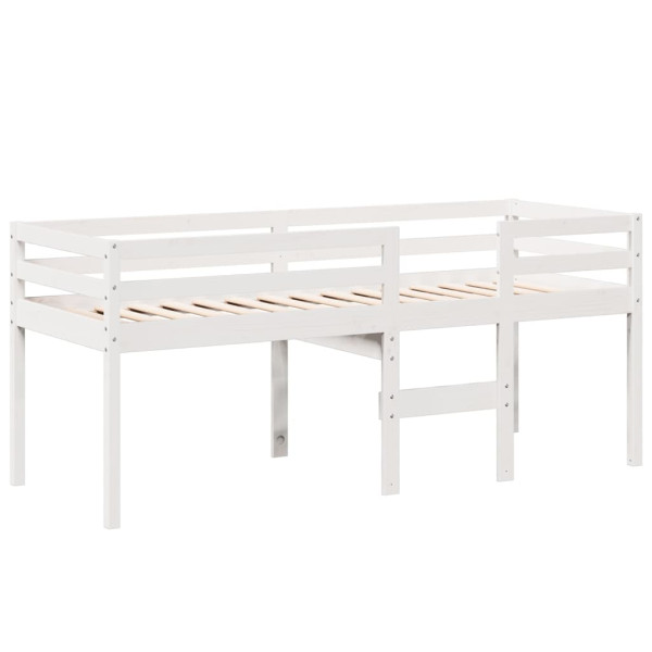 Cama alta com telhado 80x200 cm pinho maciço branco M 5