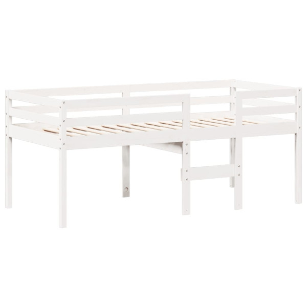 Cama alta com telhado 90x190 cm pinho maciço branco M 5