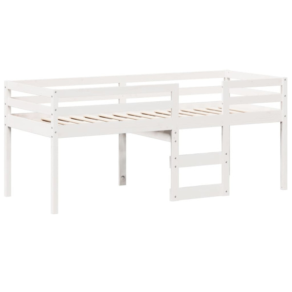 Cama alta com telhado 90x200 cm pinho maciço branco M 5
