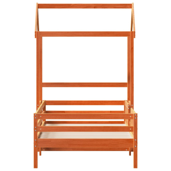 Estrutura cama c/ telhado 100x200 cm pinho maciço castanho-mel M 4