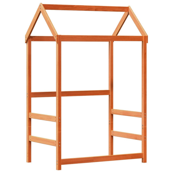 Estrutura de cama c/ telhado 75x190cm pinho maciço castanho-mel M 5