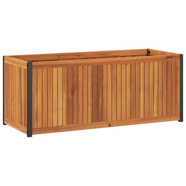 Jardinera de madera maciza de acacia y acero 110x45x44 cm M 2
