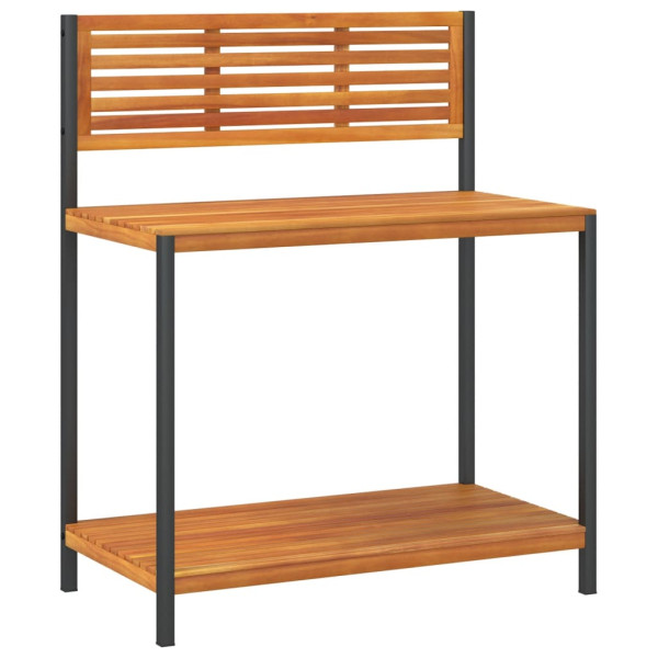 Mesa de trabalho para jardim 90x50x110 cm acácia maciça e aço M 2