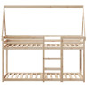 Cama litera con techo madera maciza de pino 90x200 cm 4
