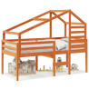 Cama alta com telhado 80x200 cm pinho maciço castanho-mel 3
