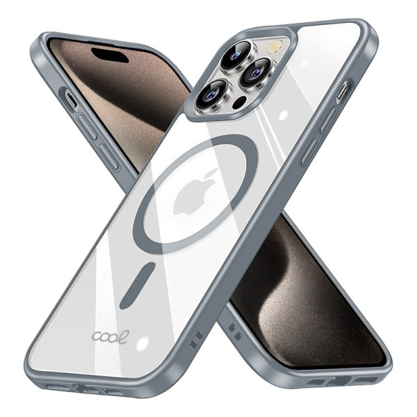 Carcasa COOL para iPhone 15 Pro Max Magnética Borde Plata M 2