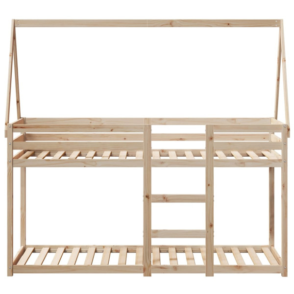 Cama litera con techo de madera maciza de pino 75x190 cm M 4